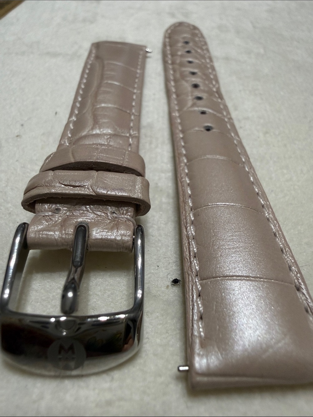 16mm Michele Blush Pink Leather Watch Strap